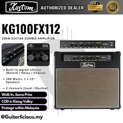 Kustom KG100FX112 100-watt 1x12 Speaker, Guitar Combo Amplifier ( KG100FX / KG-100FX112 / KG100 / 100w )