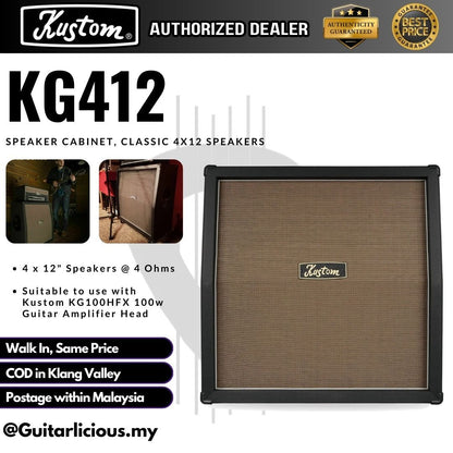 Kustom KG100HFX 100W Guitar Amplifier Head with KG412 4x12 Guitar Speaker Cabinet (KG 100FX KG 142 / KG-100FX )