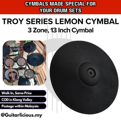 Lemon Cymbal (Troy Series) - 360 degree, Cymbal with Choke (Suitable for all Digital Drums) - 9 / 12 / 13 / 15 / 18 inch