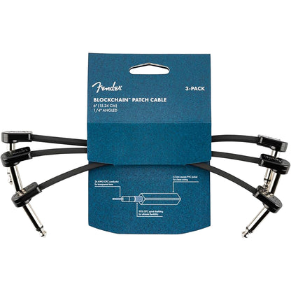 Fender Blockchain 6inch Patch Cable Kit, Right Angle to Right Angle, 3-Pack
