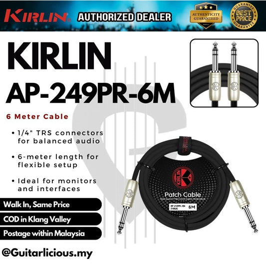 Kirlin AP-249PR 1/4 Inch TRS to TRS Plug Balance Stereo Audio Cable for Monitor Speaker Interface ( 3M / 6M / AP 249PR )