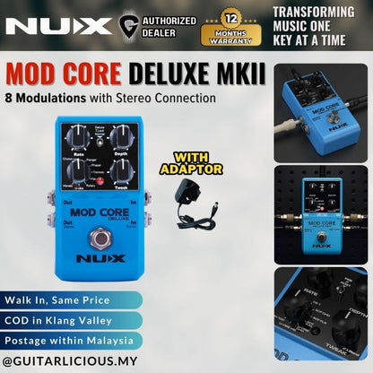 NUX Mod Core Deluxe MKII 8 Modulations Effects Pedal with Stereo Connection