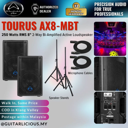 WHARFEDALE PRO TOURUS Series 250 Watts RMS 8" 2-Way Bi-Amplified Active Loudspeaker With Stand Speaker (Tourus-AX8-MBT)