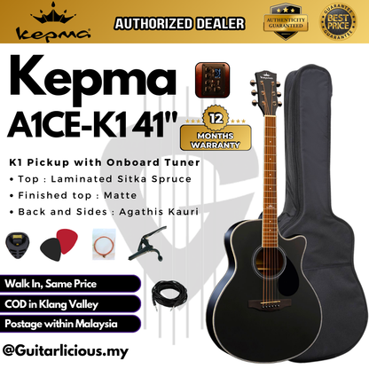 KEPMA A1CE 41 inch Grand Auditorium Semi Acoustic Guitar w K1 EQ ( A1CE-K1 / A1C 41 / A1C-41 )