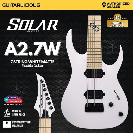 Solar A2.7W 7 String White Matte Electric Guitar