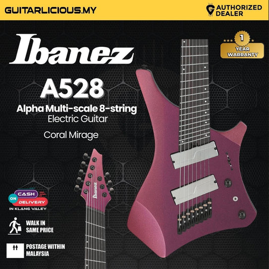 Ibanez Alpha A528 Multi-scale 8-string Electric Guitar - Coral Mirage