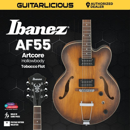 ibanez artcore af55 hollow body electric guitar flat tobacco AF55-TF Hollowbody - body guitar for musicians all over the world ever since Ibanez Artcore AF55 Hollowbody Electric