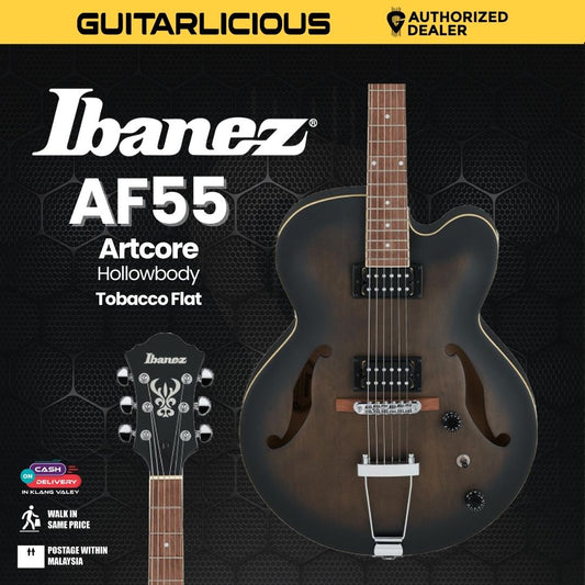 Ibanez Artcore AF55 Hollowbody Electric Guitar - Transparent Black Flat