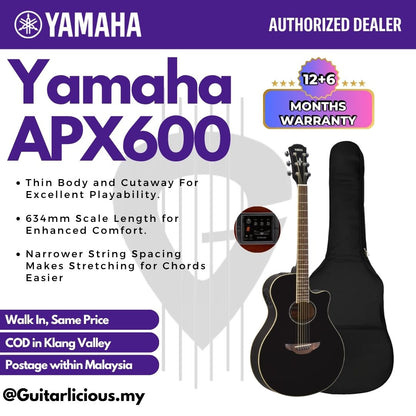 Yamaha APX600 Thin-line Cutaway Acoustic-Electric Guitar - ( APX600 / APX 600 / APX-600 )