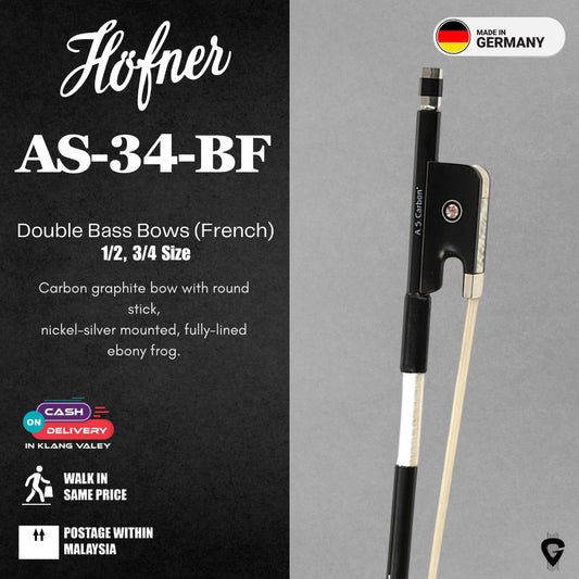 Hofner AS-34BF 3/4 Carbon Double Bass Bow (French Model)