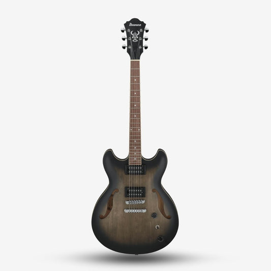 Ibanez ARTCORE Semi Hollow Body Electric Guitar with Double Humbucker & ART-ST Bridge with Tailpiece, Transparent Black Flat (AS53 / AS 53 / AS53-TKF)