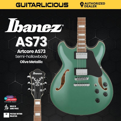 Ibanez Artcore AS73 Semi-hollowbody Electric Guitar - Olive Metallic