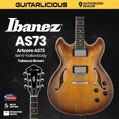Ibanez Artcore AS73 Semi-hollowbody Electric Guitar - Tobacco Brown