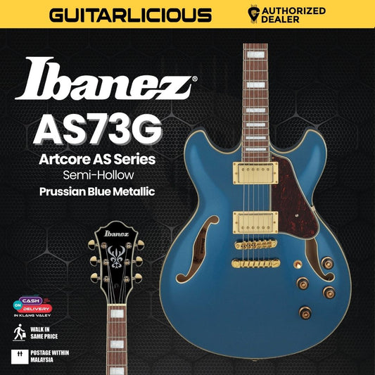 Ibanez AS73G Artcore AS Series Semi-Hollow Electric Guitar - Prussian Blue Metallic (PRE-ORDER)