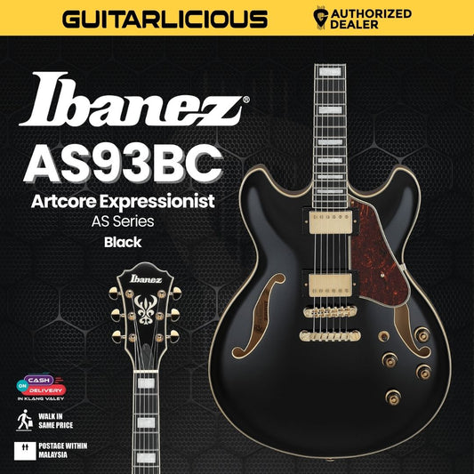 Ibanez AS93BC Artcore Expressionist AS Series Electric Guitar - Black (PRE-ORDER)
