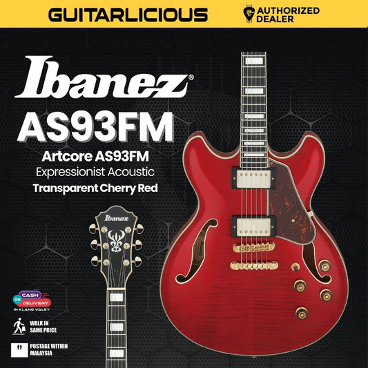 Ibanez Artcore AS93FM Expressionist Acoustic-Electric Guitar - Transparent Cherry Red (PRE-ORDER)