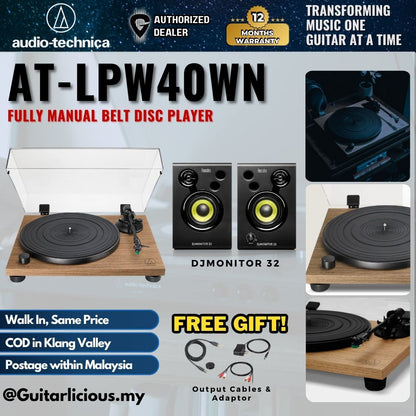 Audio Technica AT-LPW40WN Fully Manual Belt Drive Turntable Black Disc Player ( LPW40WN LPW40 LPW-40 )