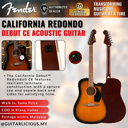 Fender California Debut Redondo CE Series Acoustic Guitar - 2 Colour Sunburst