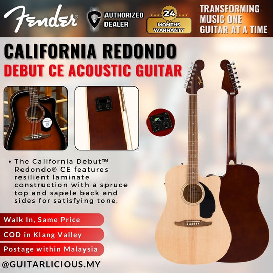 Fender California Debut Redondo CE Series Acoustic Guitar - Natural