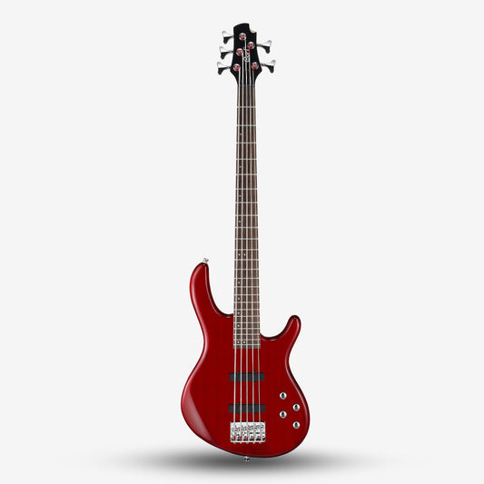 Cort Action Bass V Plus (5 String) Bass Guitar with Bag - Trans Red (232-3-ActionVPlus/TR)