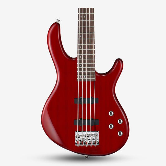 Cort Action Bass V Plus (5 String) Bass Guitar with Bag - Trans Red (232-3-ActionVPlus/TR)