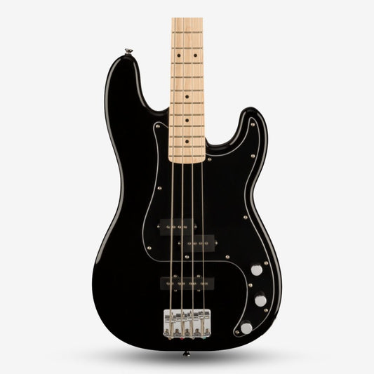 Squier By Fender Affinity Series PJ 4 String Bass Guitar Pack with Rumble 15, Maple FB, Black