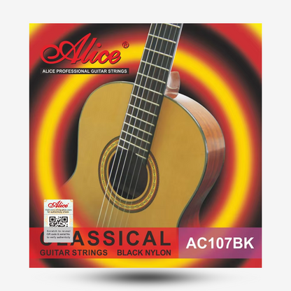 Alice AC107BK Classical Guitar String Set, Black nylon plain string, Coated Copper Alloy Winding ( AC107BK / AC107-BK )