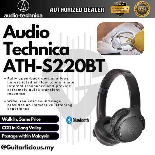 Audio Technica ATH-S220BT Closed Back Dynamic On Ear Wired and Wireless Bluetooth Headphone - Black