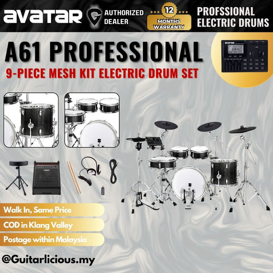 Avatar A61 Professional 9-Piece Mesh Kit Electric Drum Set with Shell (5PC Drum Pad, 4PC Cymbal Pad)