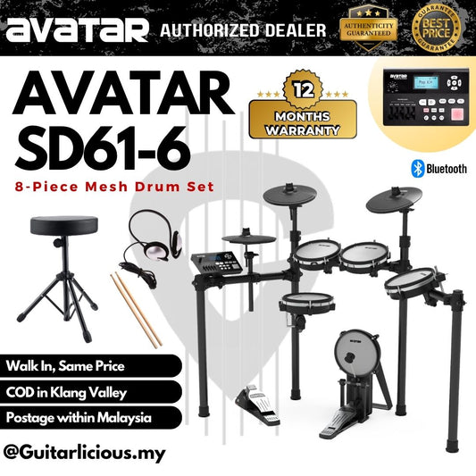 Avatar SD61-6 8-Piece Mesh Kit Electric Drum Set (5PC Drum Pad, 3PC Cymbal Pad) ( SD-61-6 / SD 61 / HXW )