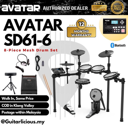 Avatar SD61-6 8-Piece Mesh Kit Electric Drum Set (5PC Drum Pad, 3PC Cymbal Pad) ( SD-61-6 / SD 61 / HXW )