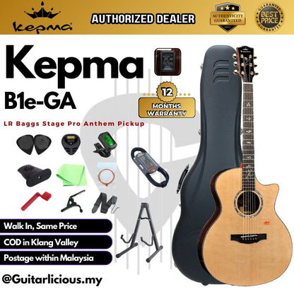 KEPMA Elite B1e-GA Series Solid Sitka Spruce Top Grand Auditorium Acoustic Guitar, LR Baggs Stage Pro Anthem B1e-GA-N