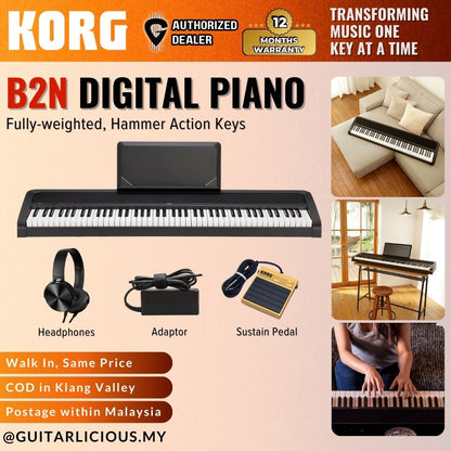 KORG B2N Digital Home Piano with 88 Keys Semi-weighted & MIDI (B2)