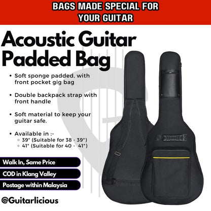 Acoustic Guitar Bag Standard Size Sponge Padded - 39 inch / 41 inch (B39 / B41 )