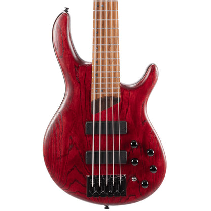 Cort B-5 Element 5-String Bass Guitar with Bag - Open Pore Burgundy Red