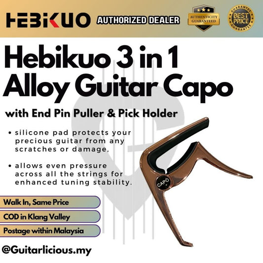 Hebikuo 3 in 1 Alloy Guitar Capo with End Pin Puller & Pick Holder ( BDJ59 )
