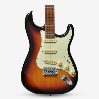 Bacchus BST-1-RSM/M Universe Series Roasted Maple FB, Stratocaster Electric Guitar w/ Bacchus SSS Pickups - 3 Tone Sunburst