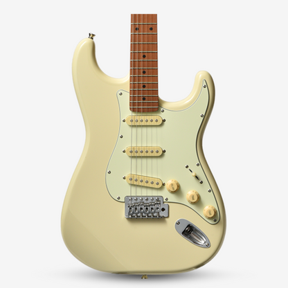 Bacchus BST-1-RSM/M Universe Series Roasted Maple FB, Stratocaster Electric Guitar w/ Bacchus SSS Pickups - Olympic White