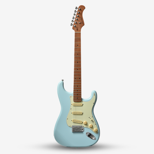 Bacchus BST-1-RSM/M Universe Series Roasted Maple FB, Stratocaster Electric Guitar w/ Bacchus SSS Pickups - Pastel Sonic Blue