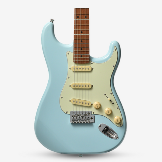 Bacchus BST-1-RSM/M Universe Series Roasted Maple FB, Stratocaster Electric Guitar w/ Bacchus SSS Pickups - Pastel Sonic Blue