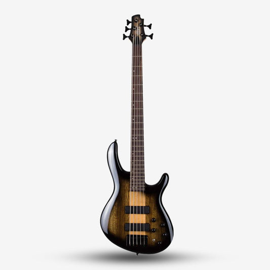 Cort C5 Plus ZBMH Electric 5 String Bass Guitar with Bag - Trans Black Burst (TBB)