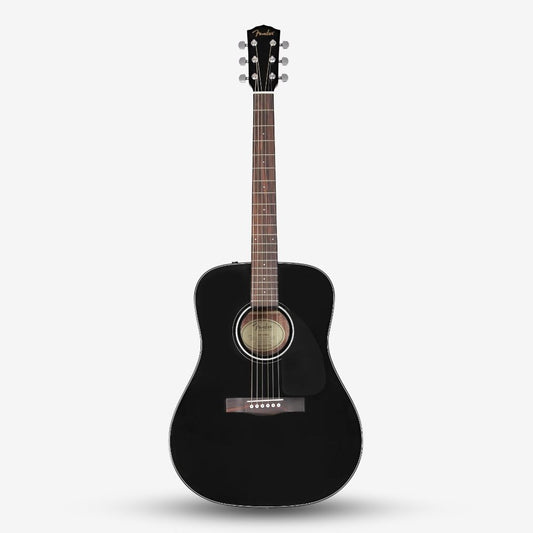 Fender CD-60 Dreadnought V3 Acoustic Guitar w/case, Walnut FB , Black ( CD60 / CD 60 / CD60-BK )