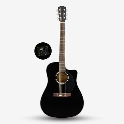 Fender CD-60SCE Dreadnought Acoustic Guitar with Active PIck Up, Walnut FB, Black (CD60SCE / CD-60E / CD60E )