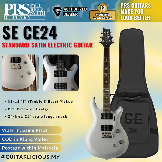 PRS SE CE24 Standard Satin Electric Guitar with Bag - Metallic Silver