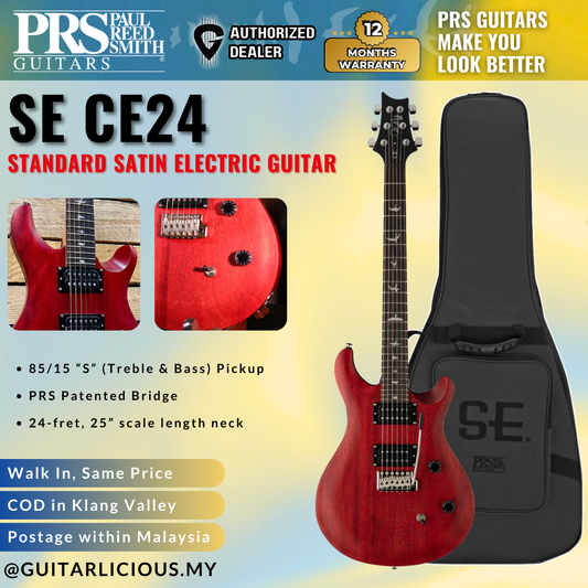 PRS SE CE24 Standard Satin Electric Guitar with Bag - Vintage Cherry