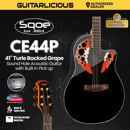 Sqoe CE44P 41 " Turtle Backed Grape Sound Hole Acoustic Guitar with Built in Pick up (SQOE / CE44P-41/ CE44P 41 )