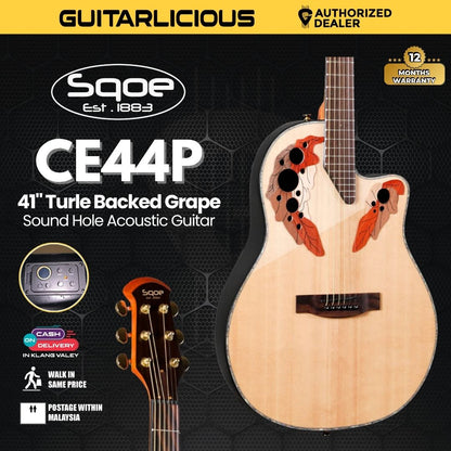 Sqoe CE44P 41 " Turtle Backed Grape Sound Hole Acoustic Guitar (SQOE / CE44P-41/ CE44P 41 )