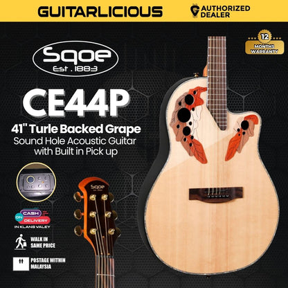 Sqoe CE44P 41 " Turtle Backed Grape Sound Hole Acoustic Guitar with Built in Pick up (SQOE / CE44P-41/ CE44P 41 )
