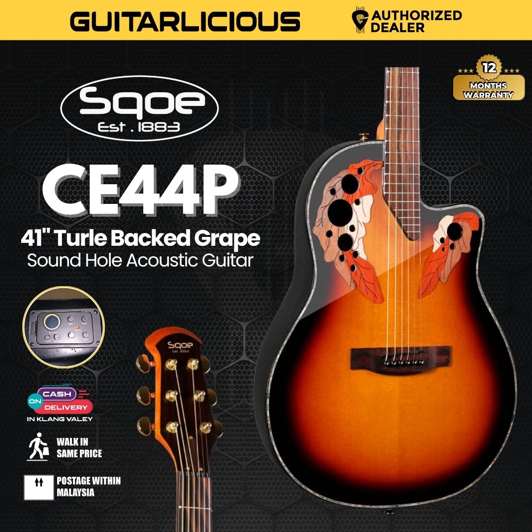 Sqoe CE44P 41 " Turtle Backed Grape Sound Hole Acoustic Guitar (SQOE / CE44P-41/ CE44P 41 )