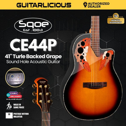 Sqoe CE44P 41 " Turtle Backed Grape Sound Hole Acoustic Guitar (SQOE / CE44P-41/ CE44P 41 )